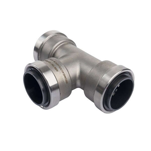 Quickfitting 1-1/2in Push-Fit x 1-1/2in Push-Fit x 1-1/2in Push-Fit Stainless Steel Tee Fitting SS864R - main